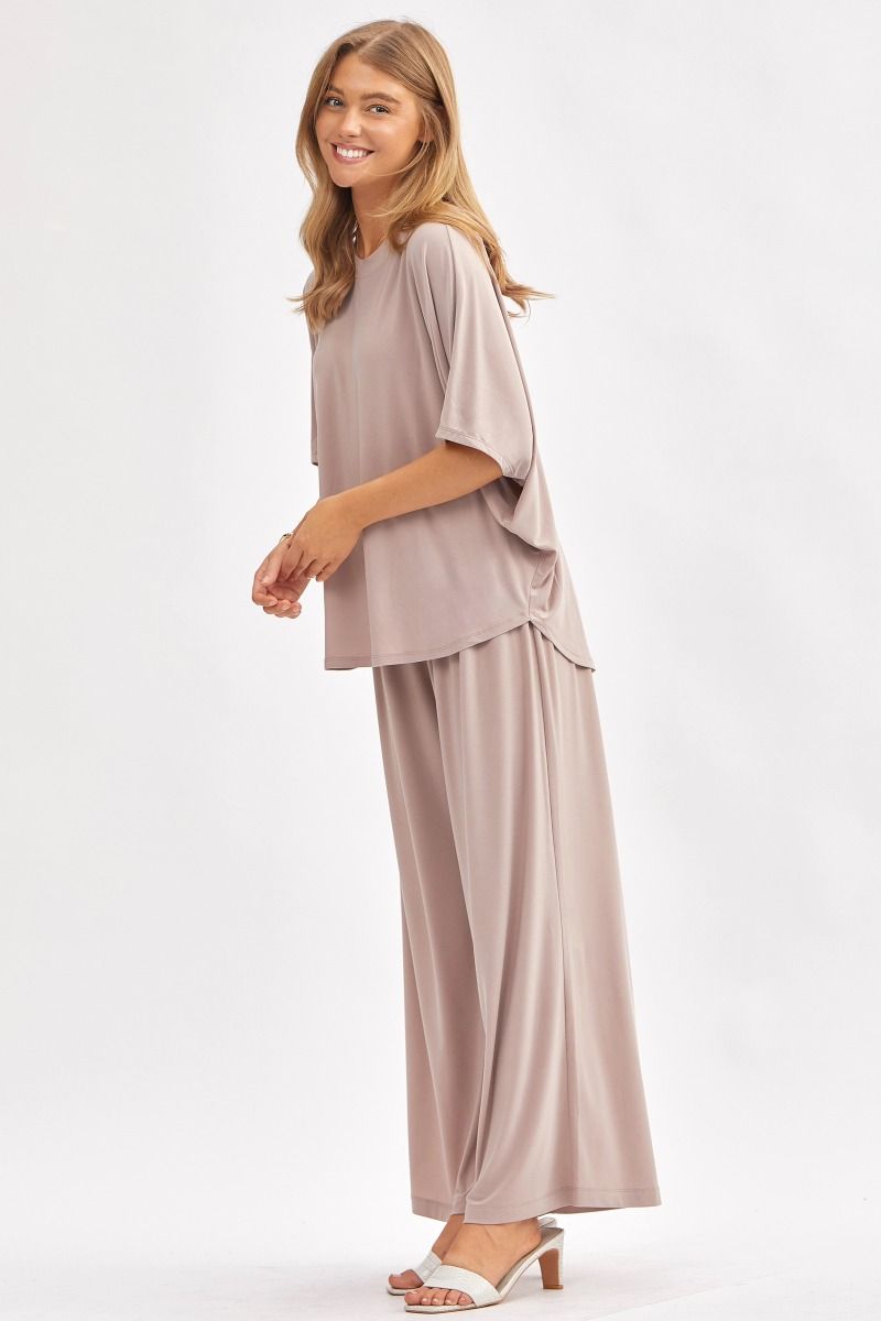Poncho Tunic Top & Wide Leg Pants Outfit Set Outfit Sets