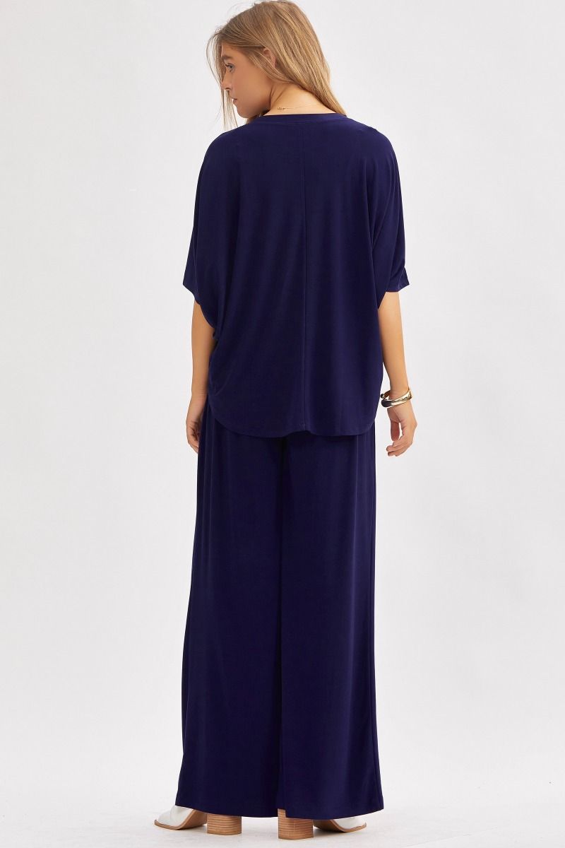 Poncho Tunic Top & Wide Leg Pants Outfit Set Outfit Sets