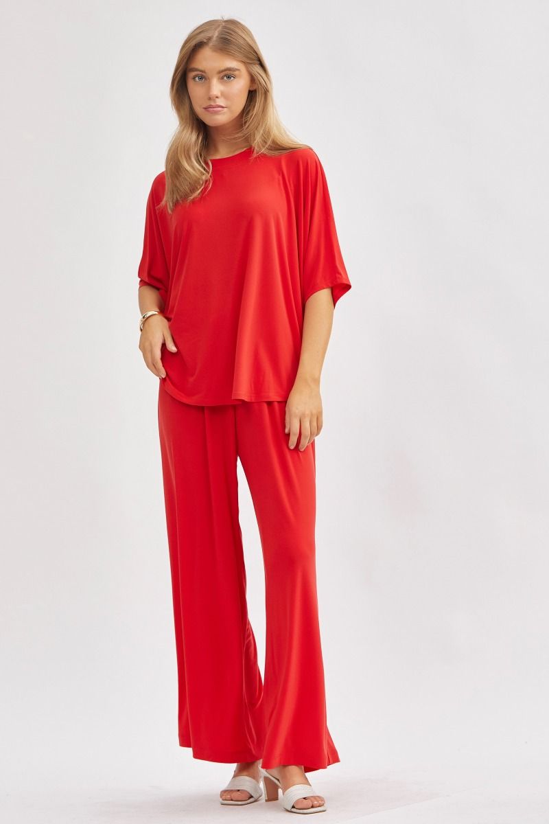 Poncho Tunic Top & Wide Leg Pants Outfit Set Outfit Sets