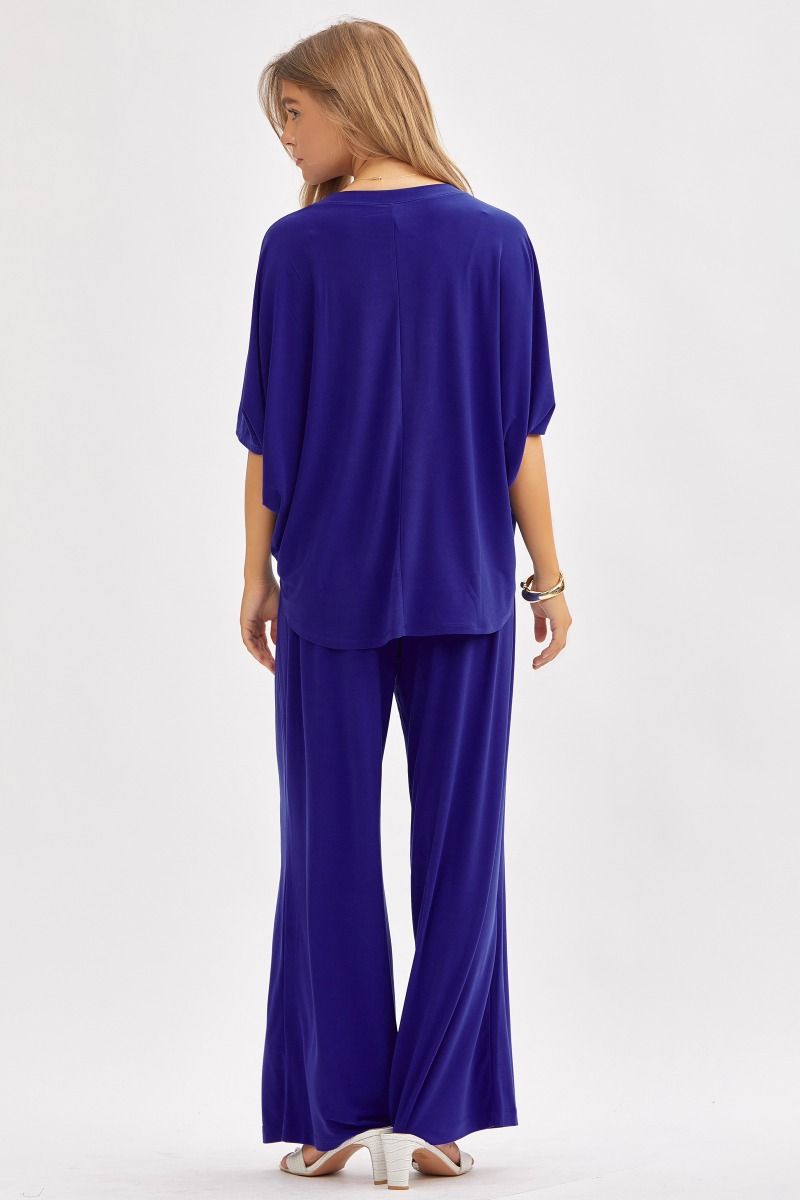 Poncho Tunic Top & Wide Leg Pants Outfit Set Outfit Sets