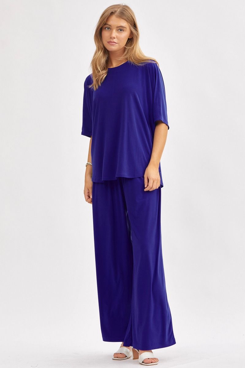 Poncho Tunic Top & Wide Leg Pants Outfit Set Outfit Sets