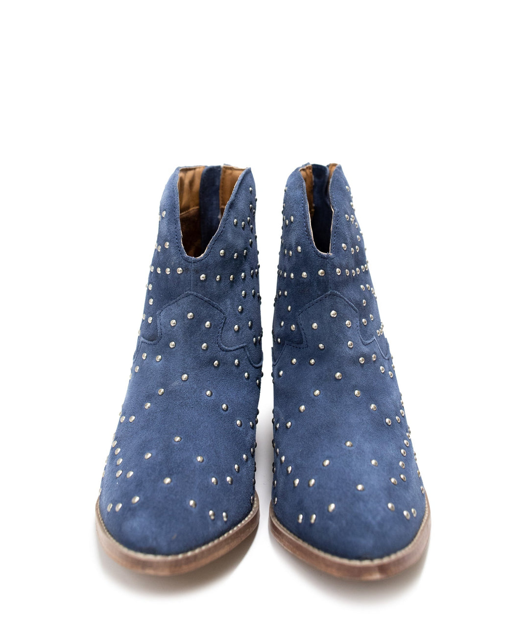 Twilight Studded Heeled Ankle Boot in Denim Shoes