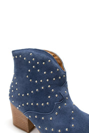 Twilight Studded Heeled Ankle Boot in Denim Shoes