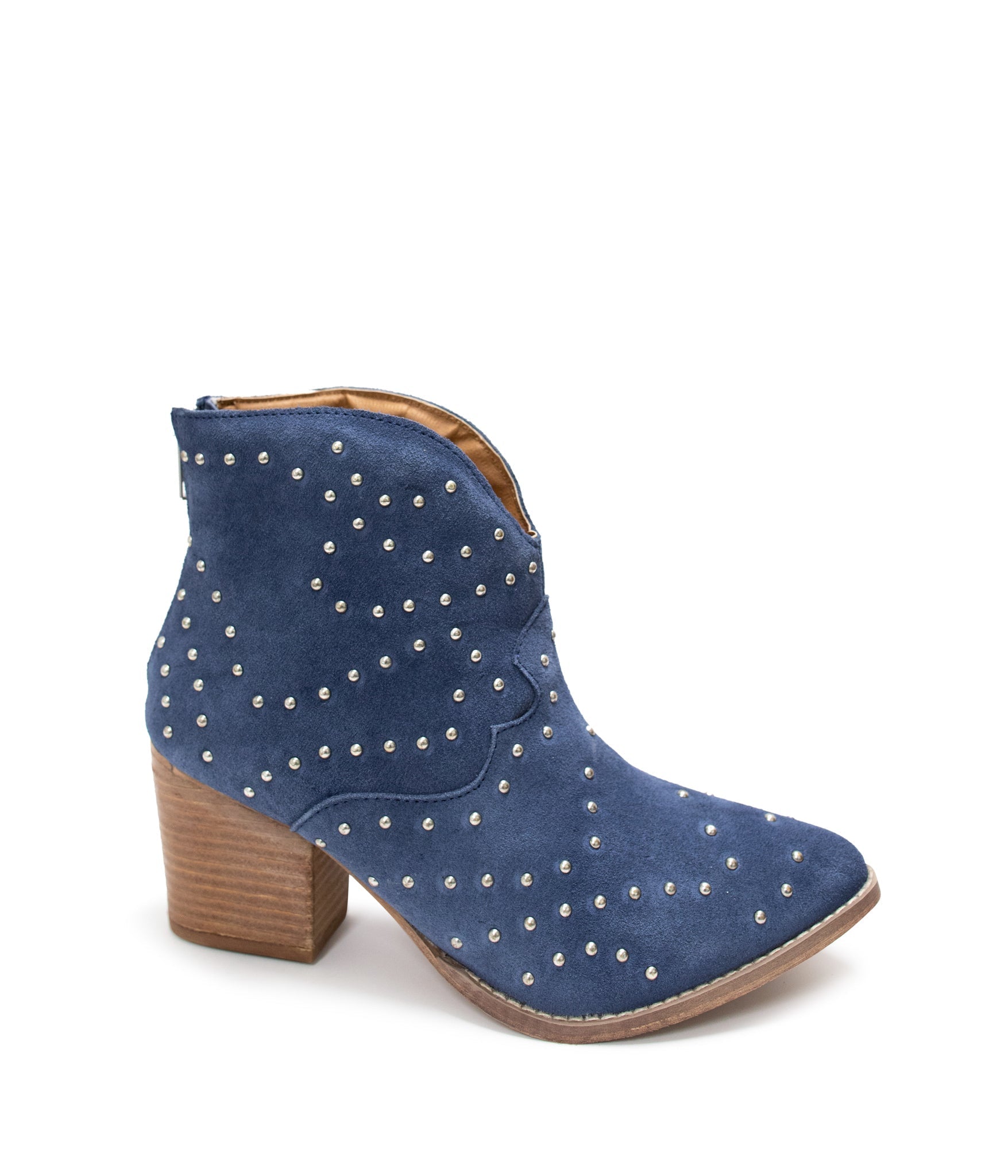 Twilight Studded Heeled Ankle Boot in Denim Shoes