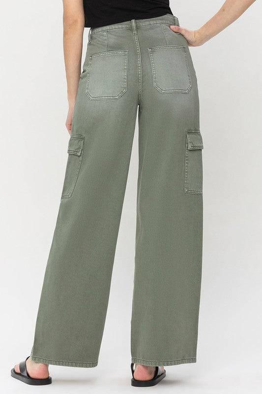 High Rise Wide Leg Utility Cargo Jeans Jeans