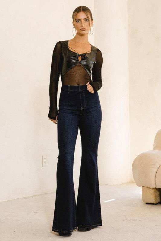 High waisted flare jeans Dark Stone Jeans