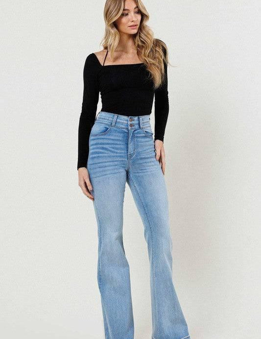 High Waisted Flare Jeans Light Stone Jeans