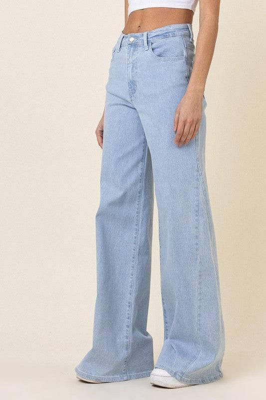 Low rider wide leg jeans Light Stone Jeans