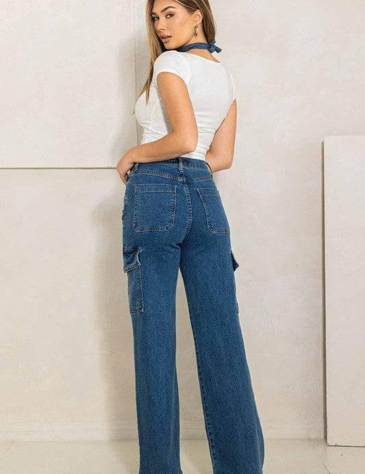 Women's High Rise Cargo Jeans Jeans