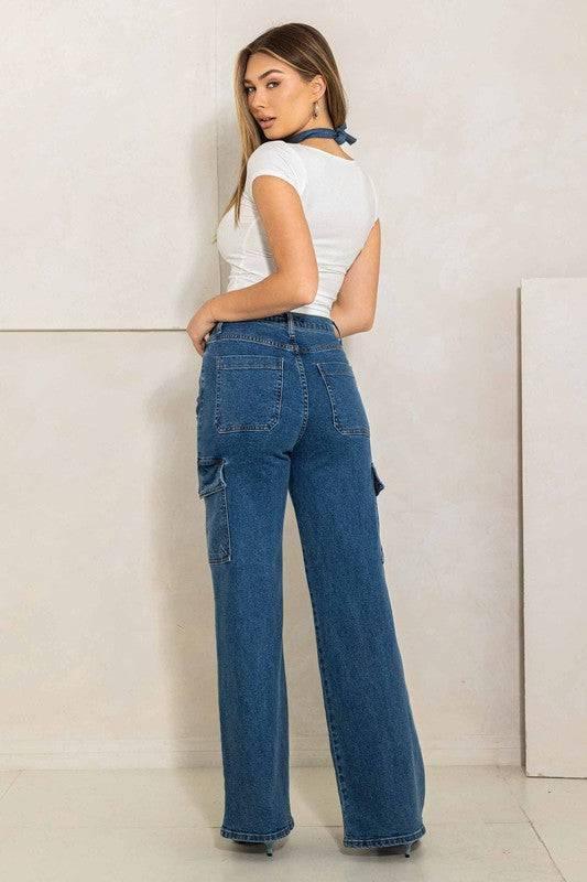 Women's High Rise Cargo Jeans Jeans