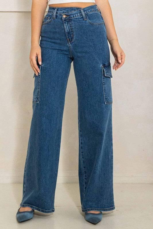 Women's High Rise Cargo Jeans Jeans