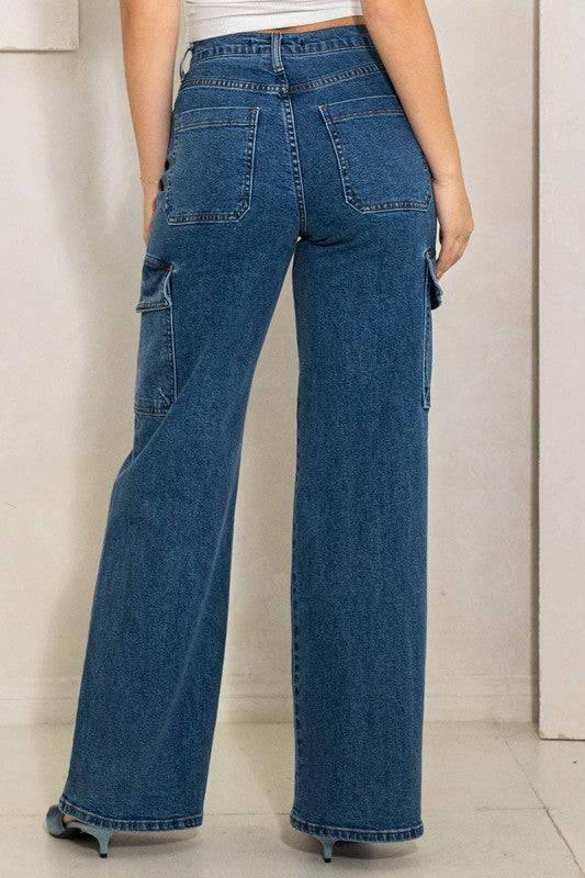 Women's High Rise Cargo Jeans Jeans