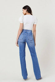 High Rise Distressed Straight Leg Jeans Jeans