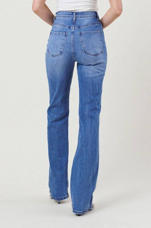 High Rise Distressed Straight Leg Jeans Jeans