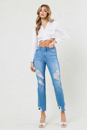 Mid rise straight leg jeans Medium Stone Jeans