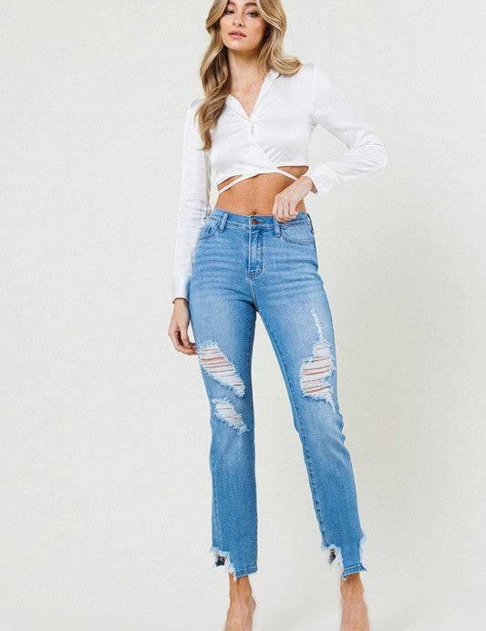 Mid rise straight leg jeans Medium Stone Jeans