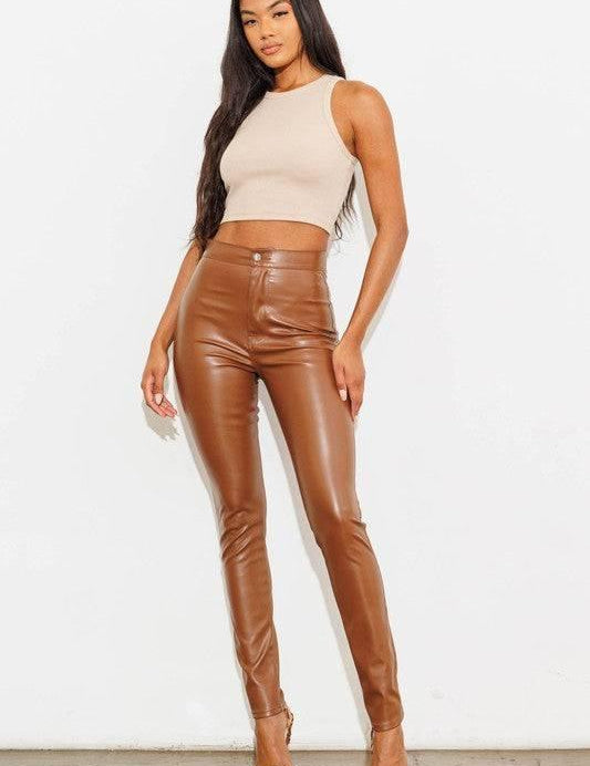 Stretch vegan leather skinny pants Pants