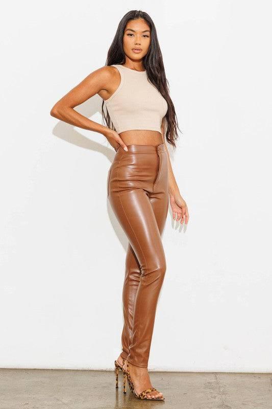 Stretch vegan leather skinny pants Pants