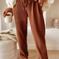 Daverri Fashions casual corduroy pants in warm brown with ribbed texture