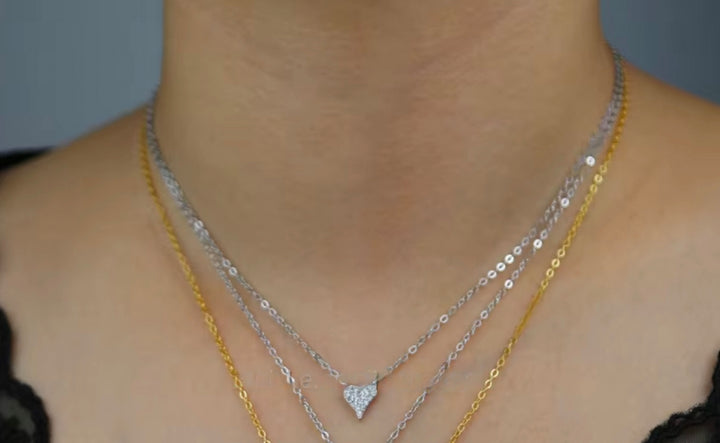 Sterling Silver, Heart Design Diamond Necklace Necklaces