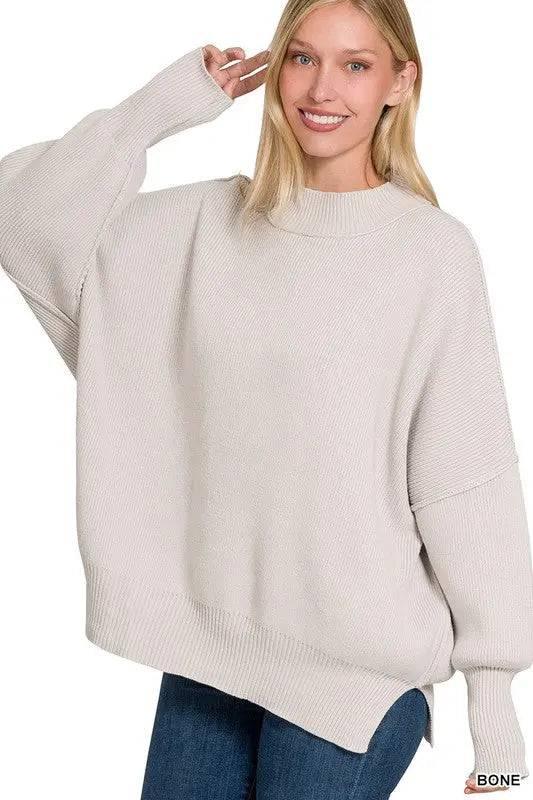 Side slit oversized sweater