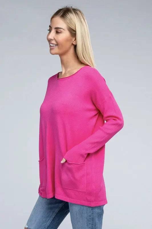 Viscose front pockets sweater