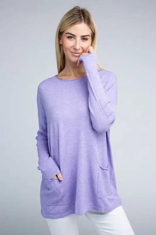 Viscose front pockets sweater