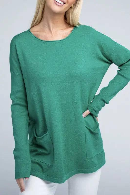 Viscose front pockets sweater H K GREEN