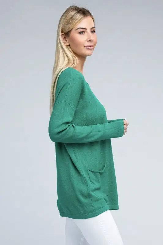 Viscose front pockets sweater