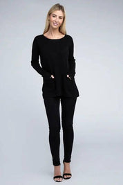 Viscose front pockets sweater