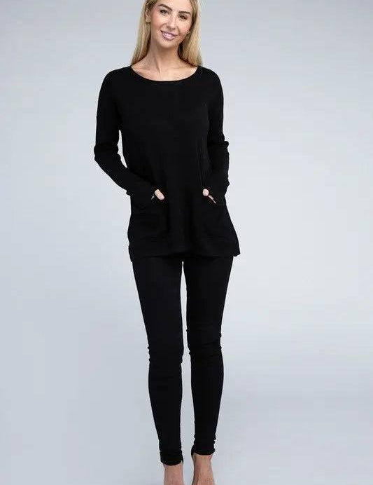 Viscose front pockets sweater