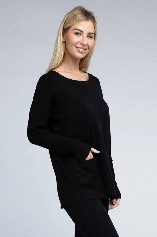 Viscose front pockets sweater