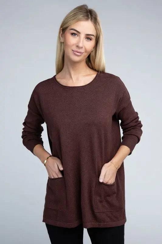 Viscose front pockets sweater