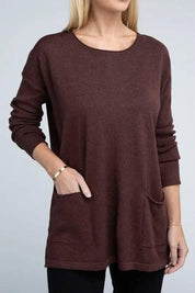 Viscose front pockets sweater