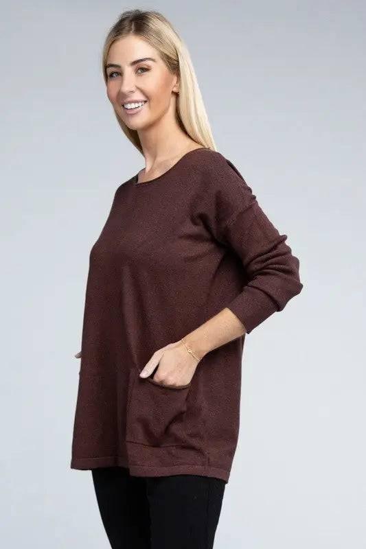 Viscose front pockets sweater