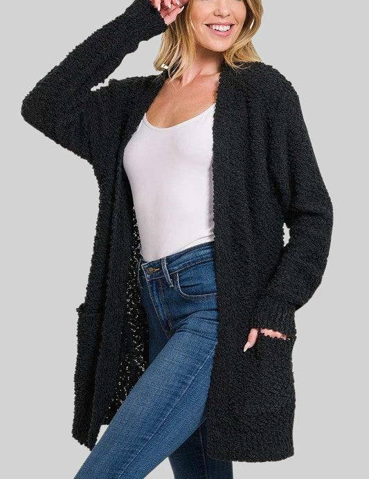 Long sleeved open cardigan BLACK XL Cardigans