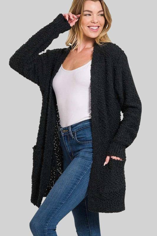 Long sleeved open cardigan BLACK XL Cardigans