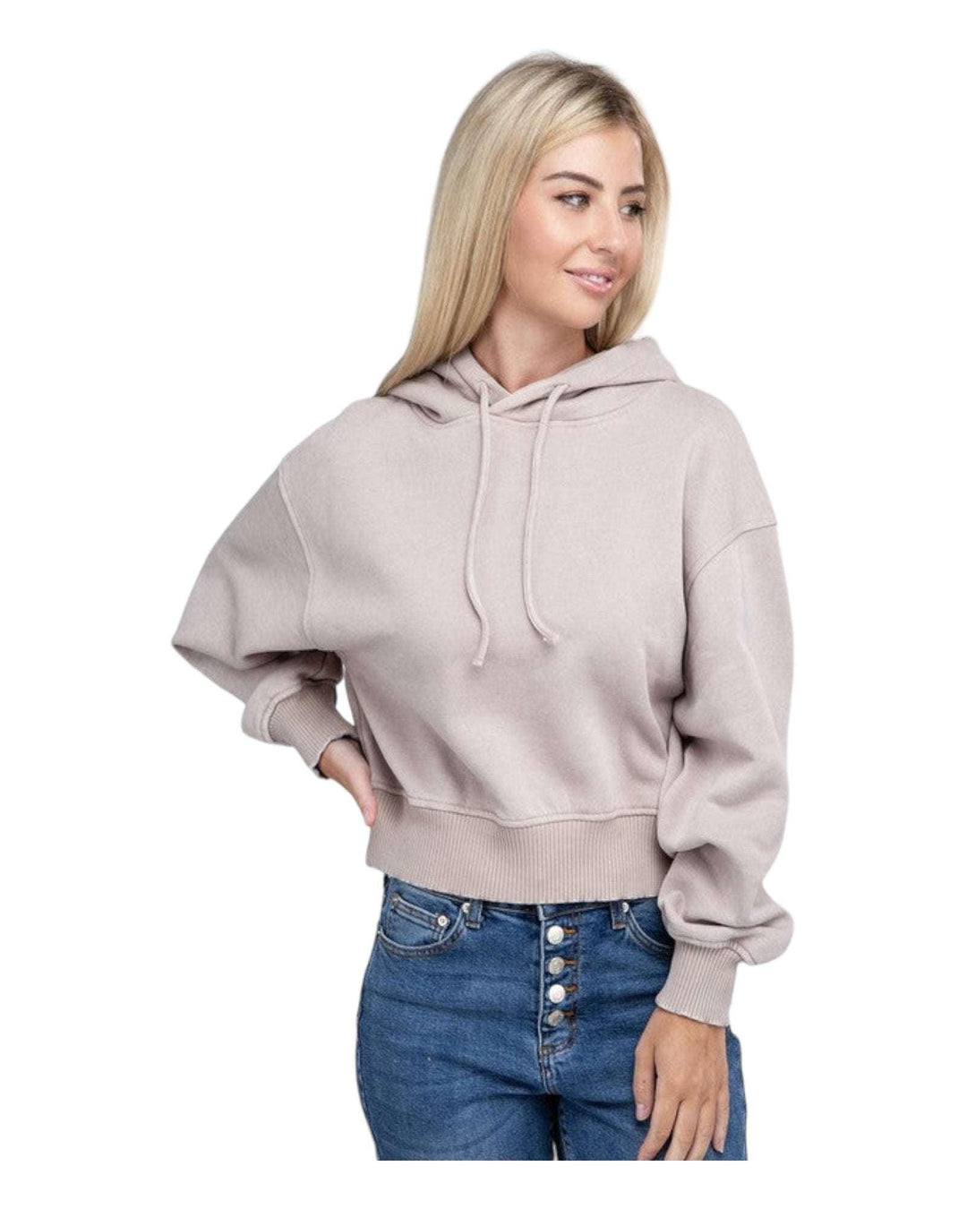 Zenana Acid Washed Cropped Hoodie Hoodies