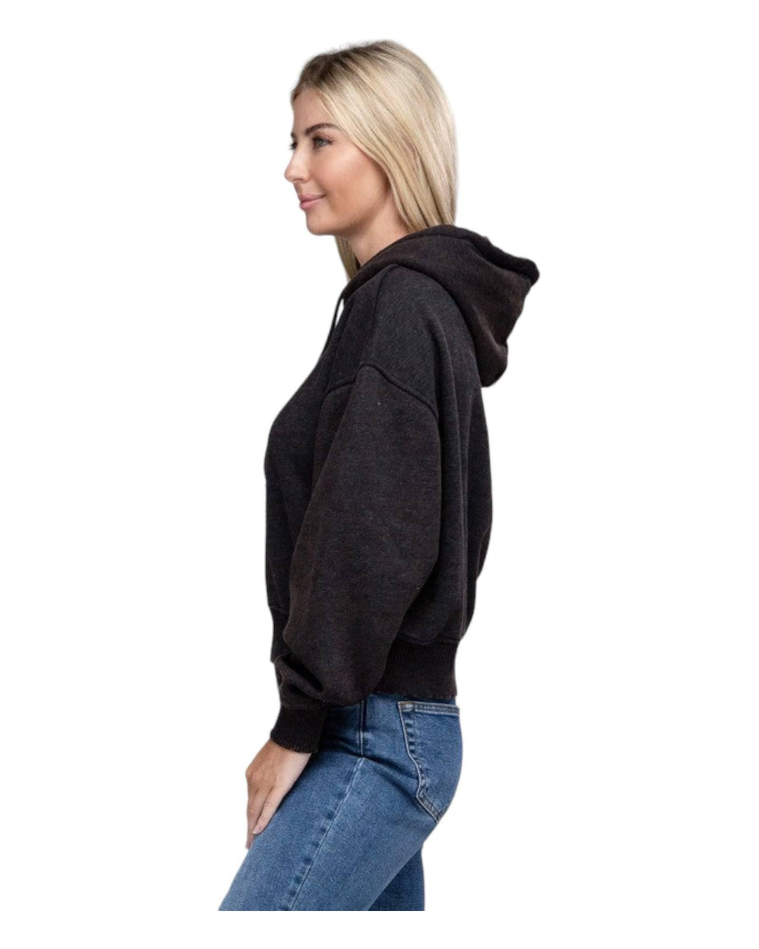 Zenana Acid Washed Cropped Hoodie Hoodies