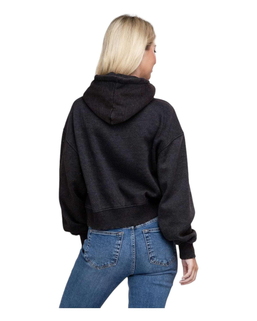 Zenana Acid Washed Cropped Hoodie Hoodies