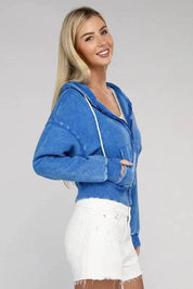 Zenana fleece cropped zip-up hoodie Hoodies