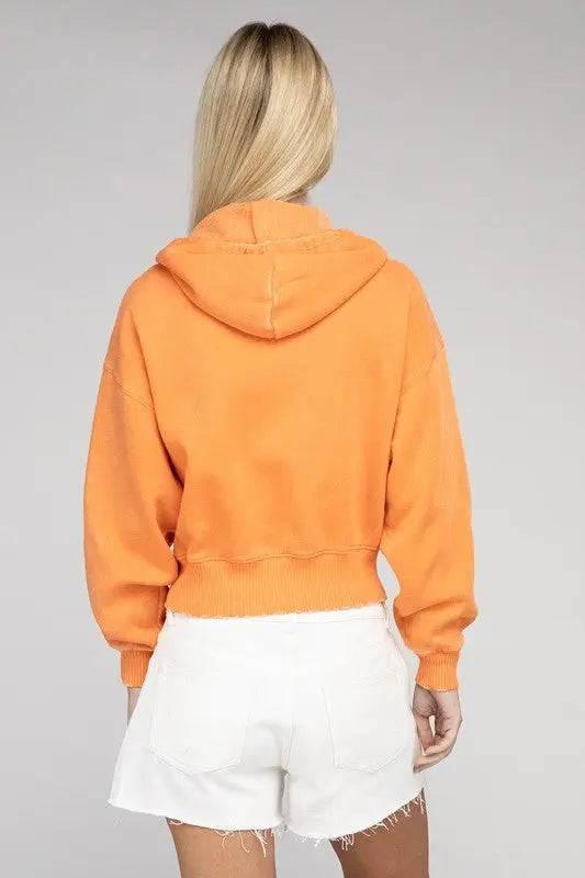 Zenana fleece cropped zip-up hoodie Hoodies