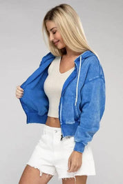 Zenana fleece cropped zip-up hoodie Hoodies