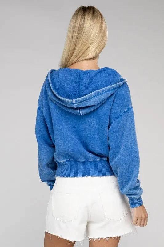 Zenana fleece cropped zip-up hoodie Hoodies