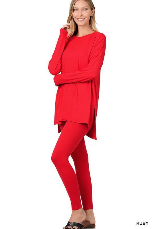 Zenana Long Sleeve Tunic Lounge Set Loungewear