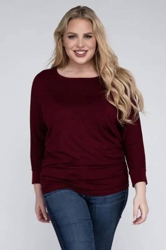 Zenana Plus Size 3/4 Sleeve Top Shirts & Tops