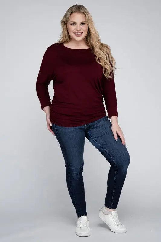 Zenana Plus Size 3/4 Sleeve Top Shirts & Tops