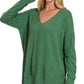 Zenana Plus Long Sleeve V Neck Tunic Sweater Sweaters