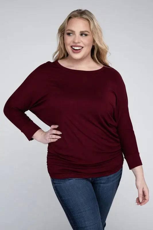 Zenana Plus Size 3/4 Sleeve Top Shirts & Tops