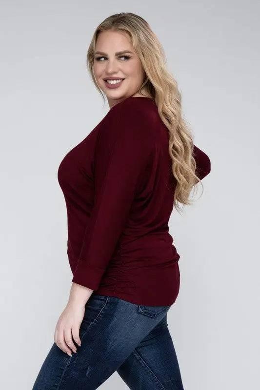 Zenana Plus Size 3/4 Sleeve Top Shirts & Tops